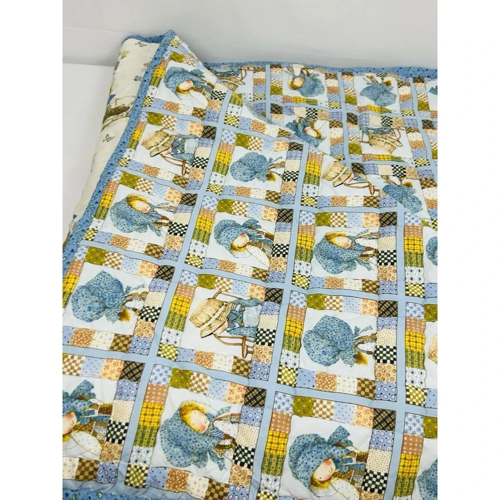 Handmade Quilt Holly Hobbie & Pillow Cases Lines Full Double 82 x 92